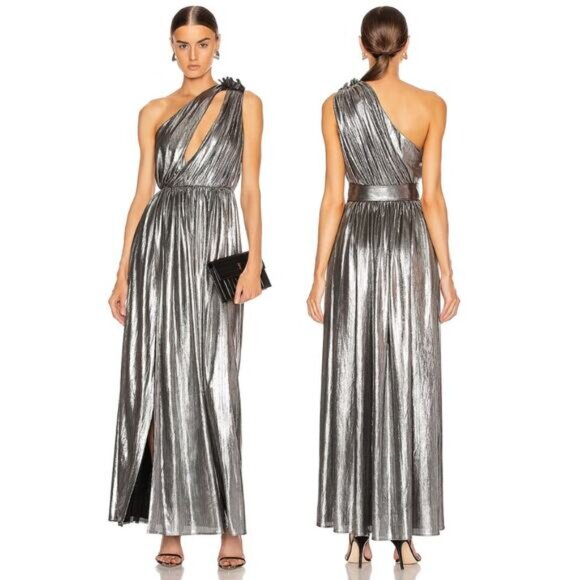 Retrofete Andrea Gown - silver one shoulder belted - Picture 5 of 5